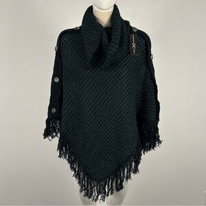 INC Elegant Black Knit Poncho Sweater OS